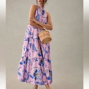 Sarah Gordon Tiered Halter Midi Dress
